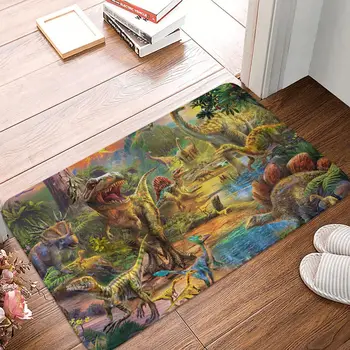 Динозавр с милым рисунком, Первобытный лес, Нескользящий коврик, коврик для гостиной, напольный ковер, украшение для дома