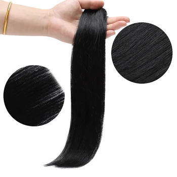 Европейские человеческие волосы высшего качества из Китая 25 г 5шт # 1, черные как смоль, зажим для наращивания настоящих волос в одном куске