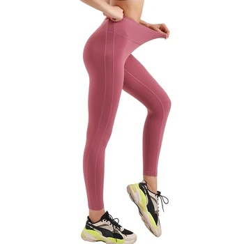 Женские брюки для бега, эластичные нейлоновые удобные однотонные спортивные леггинсы с высокой талией, для занятий фитнесом, йогой, в тренажерном зале, для занятий спортом Оптом, Прямая поставка