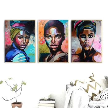 Женский портрет, настенное искусство, печать на холсте, абстрактная многоафриканская девушка, картины на холсте для офиса, домашнего декора стен, Прямая доставка