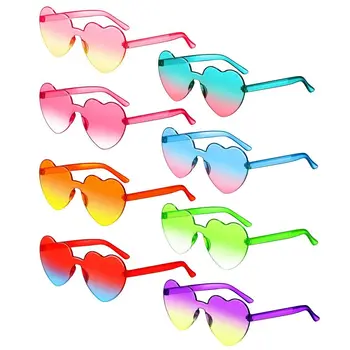 Забавные градиентные линзы для взрослых, красочные солнцезащитные очки для вечеринок, солнцезащитные очки в форме сердца, оттенки очков в форме сердца
