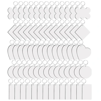 Заготовки для сублимационных брелоков из 75 частей, Объемный брелок для ключей из МДФ, Двусторонняя доска для ключей с теплопередачей для поделок и ремесел