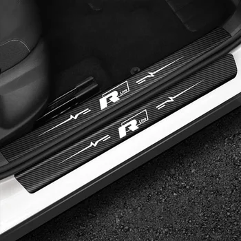 Защита порога автомобиля Наклейки на Порог для VW Rline Логотип R Line Golf POLO Отделка Двери багажника Против царапин Приветственные накладки на Педали