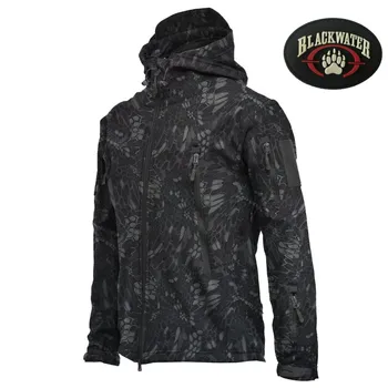 Зимние пальто, повседневная флисовая теплая ветровка с мягкой оболочкой, водонепроницаемая армейская верхняя одежда, Ветрозащитные камуфляжные куртки и брюки с капюшоном в стиле милитари