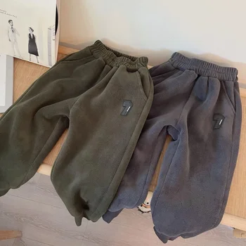 Зимние Хлопчатобумажные брюки Wew Для мальчиков 2024 года, Повседневные Осенние Корейские детские теплые Спортивные штаны Для мальчиков, от 2 до 14 лет