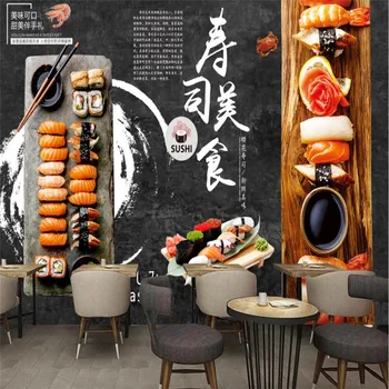Изготовленные на заказ ретро Японские суши фотообои 3D кухня Ресторан Промышленный декор Фон для доски Фреска Обои 3D