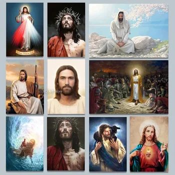 Классический христианский Иисус Христос Бог, Ретро Картины на холсте, Религиозные плакаты, настенные рисунки, Домашняя церковь, Галерея Декора