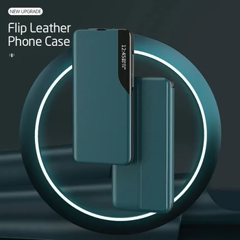 Кожаные Магнитные Откидные Чехлы Smart Window View Для Samsung Galaxy Note 10 Lite 9 8 20 S21 Ultra S8 S9 S20 Fe S10 Plus С Подставкой