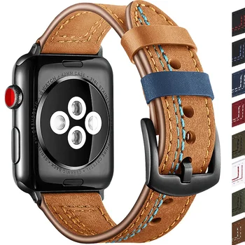 Кожаный ремешок для Apple Watch Band 44 мм 40 мм Ultra 2 49 мм 42 38 мм ремешок для часов Correa браслет iWatch Series 5 3 SE 6 7 8 9 45/ 41 мм