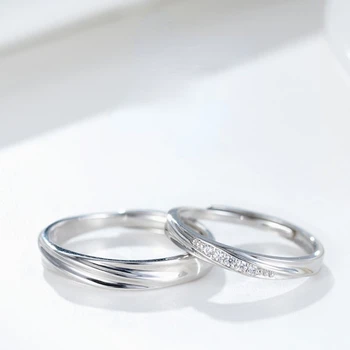 Кольцо для пар из серебра 925 пробы, кольцо Мебиуса с цирконом в качестве небольшого праздничного подарка на совместную годовщину