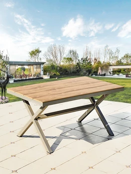 Комбинация стола и стула из ДПК на открытом воздухе, одиночный стол, балкон, стол для дачи во дворе, обеденный стол в саду для отдыха