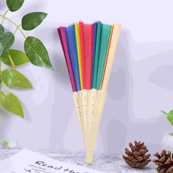 Красочный Ручной Вентилятор Chinease Handheld Large Rainbow Складной Японские Аксессуары Pride Party Gifts
