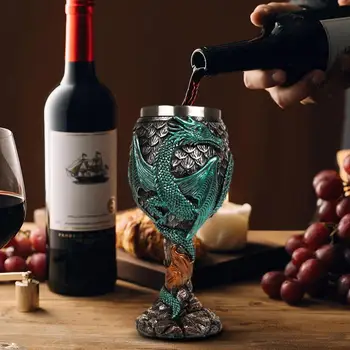 Креативный 3D Кубок дракона для вина Коктейльный кубок Дракона из нержавеющей стали 3D рельефный кубок дракона Подарки на Хэллоуин Барная посуда Чашка