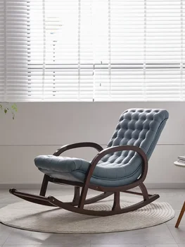 Кресло-качалка для взрослых, орех, массив дерева, Легкий балкон, Роскошное высококачественное кресло для отдыха, искусственная кожа, китайский стиль