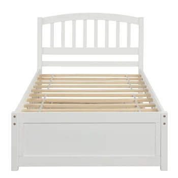 Кровать на платформе двойного размера, деревянный каркас кровати с чемоданом, белый