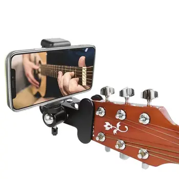 Кронштейн для прямой трансляции смартфона, подставка для зажима для головки гитары, Поддержка вращения на 360 градусов, Держатель для гитары, бас-гитара, Укулеле, крепление для головки
