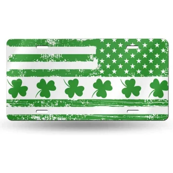 Крышка номерного знака с 4 листьями Ирландско-американского флага, Алюминиевая Металлическая Декоративная бирка на передней панели автомобиля, Новинка, крышка рамки переднего номерного знака