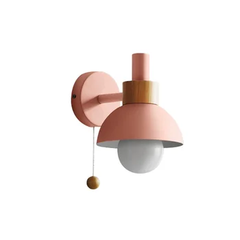 Лампа для прохода на крыльцо в гостиной, Скандинавский минимализм, современная прикроватная лампа для спальни, настенный светильник Macaron (розовый)