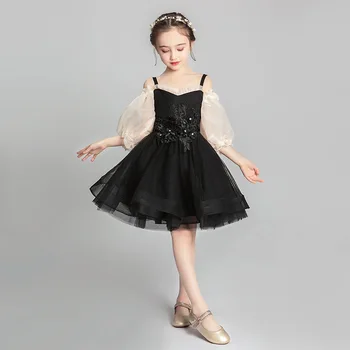 Летние детские платья-пузыри для девочек, Изысканное детское платье с вышивкой бисером, великолепное бальное платье принцессы с вырезом лодочкой для показа на подиуме