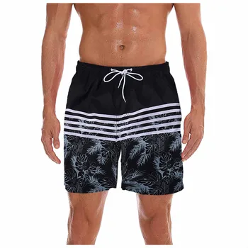 Летние мужские камуфляжные брюки с пляжным принтом, спортивные шорты в полоску, мужские плавки большого размера, короткие штаны для серфинга, Пятиточечные штаны для спортзала