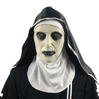 Маски Монахини ужасов для вечеринки на Хэллоуин, Латексные Маски для взрослых, маски монахини-демона-призрака с платком, костюм, реквизит для карнавальных костюмов
