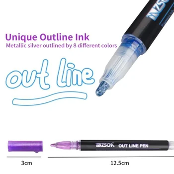 Металлические маркерные ручки, 12 цветов, двухлинейные маркерные ручки для письма, рисования, Маркерная ручка для школьного офиса
