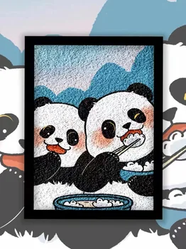 Милая панда, нарисованная разноцветной краской, масляная краска, а также красочная и простая детская ручная роспись