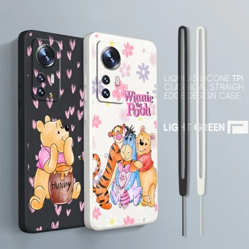 Милый Мишка Винни Дисней Для Xiaomi Mi 13 12T 11i 11X10S 10 Pro Lite Ultra 5G Жидкий Веревочный Силиконовый Чехол Для Телефона