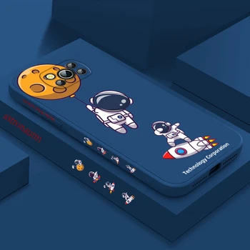 Милый мультяшный Чехол Для Телефона С Астронавтом Xiaomi Poco X4 X3 F4 F3 NFC M5 M4 M3 GT S Pro 4G 5G Жидкая Левая Веревочная Крышка