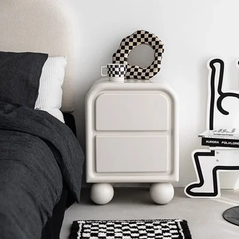 Минималистичная прикроватная тумбочка в скандинавском стиле с небольшим выдвижным ящиком, Белый Современный ночной столик в углу спальни, Меса-де-Кабесейра, Современная мебель