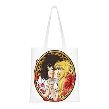 Многоразовая хозяйственная сумка The Rose Of Versailles, женская холщовая сумка через плечо, портативные сумки для покупок в продуктовых магазинах Оскара и Андре