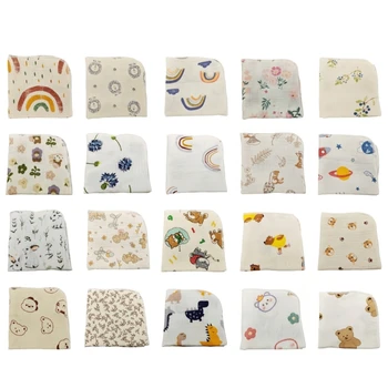 Многоразовые салфетки от отрыжки, 4-слойное детское хлопчатобумажное полотенце для лица с мультяшным принтом, мочалка для малышей, впитывающая остатки пищи