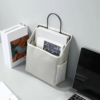 Многофункциональная прикроватная сумка для хранения, вместительная сумка для хранения хлопкового белья, подвесная сумка с сетчатым карманом для очков в комнате общежития