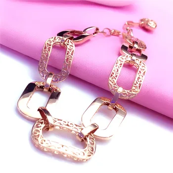 Мода Хип-хоп стиль выдалбливают грубый браслет для женщин 585 фиолетовый позолоченный 14K розовое золото квадратные геометрические браслеты ювелирные изделия