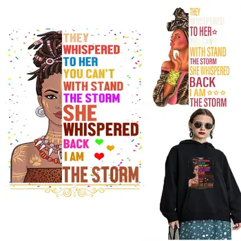 Модная наклейка с термопереносом для африканских леди, черная женская футболка, толстовки, нашивки для одежды, аппликация, украшение