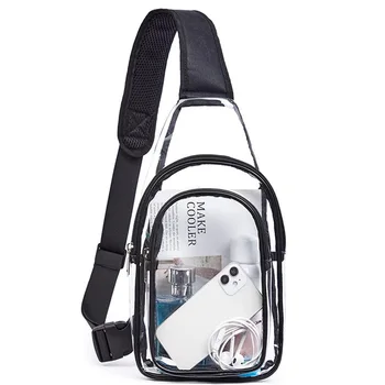 Модная сумка через плечо, одобренная стадионом, нагрудная сумка из прозрачного ПВХ, водонепроницаемая, прозрачная, маленькое отверстие для наушников на молнии для мужских и женских сумок