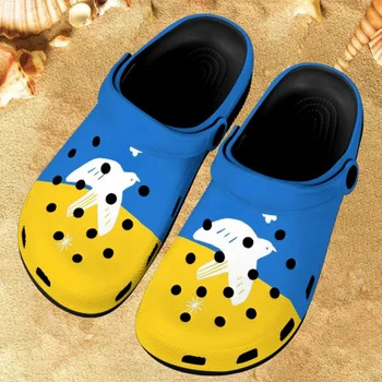 Модные Летние женские шлепанцы с принтом украинского флага, дышащие сандалии, обувь на плоской подошве, повседневная пляжная удобная обувь для прогулок по болотам