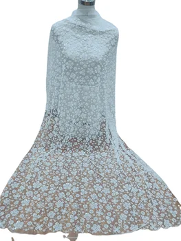 Молочно-Белый Цветок Вышивка Бисером Кружевная Сетчатая Ткань Невесты Свадебное Платье Одежда Кружевная Ткань RS5068