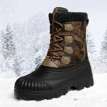 Мужские ботинки, теплые осенне-зимние зимние зимние зимние ботинки с плюшевым утеплением, повседневные легкие нескользящие рабочие ботинки, теплая обувь для снега