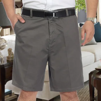 Мужские летние шорты из чистого хлопка, прямые брюки, мужские свободные брюки, простой однотонный костюм-шорты, большие размеры 29-44