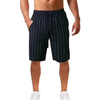 Мужские шорты Повседневные гавайские пляжные шорты в полоску с эластичной резинкой на талии и завязками, летние спортивные шорты, шорты для отдыха с карманами