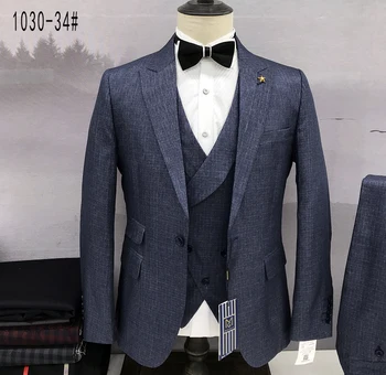 Мужской новый деловой формальный элитный комплект 2023 года выпуска с острым краем лацкана, классический однобортный комплект из 3 предметов (куртка + брюки + жилет)
