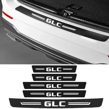 Наклейки на порог автомобиля из углеродного волокна, защитные полосы для Mercedes Benz GLC, логотип, наклейки на багажник, бампер, защита от царапин, наклейки