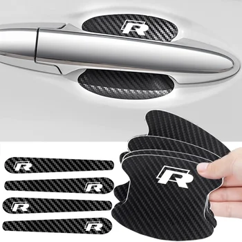 Наклейки на ручки чаши двери автомобиля с защитой от царапин для R Touran CC Beetle GTD Passat Polo с логотипом снаружи