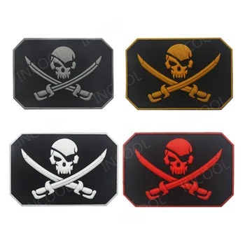 Нашивки с пиратским черепом, 3D ПВХ, военно-тактическая боевая нашивка, резиновый флаг, байкерские нашивки для одежды, рюкзаков, сумок.