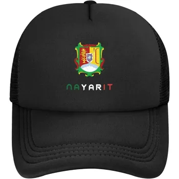 Наярит Штат Мексика Мужская Классическая бейсбольная кепка для взрослых Snapback Hat Сетка сетчатая шляпа Черная