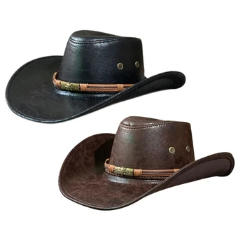 Новая ковбойская шляпа ручной работы с этническим поясом, Широкополая ковбойская шляпа для наряда