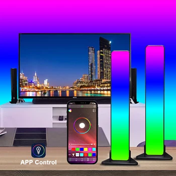 Новая Музыкальная Подсветка RGB Управление Звуком Smart Night Light Bars Работает со Светодиодной Подсветкой Bluetooth для Игрового телевизора, Декоративной Лампы