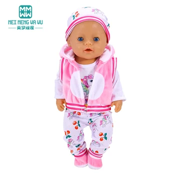 Новая одежда для новорожденных кукол 43-45 см, модная мультяшная куртка, костюм-тройка, подарок для девочки