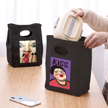 Новая сумка для ланча, сумка-холодильник, Переносной Термоконтейнер для холодной еды, сумка для школьного пикника, Забавный принт для мужчин и женщин, Ланчбокс для путешествий